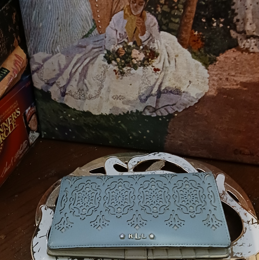 👛👜 Ralph Lauren Iconic Blue&Beige🌼 🌸Vintage Leather Wallet♥️Nice Gift 🎁 💙 - Picture 5 of 16